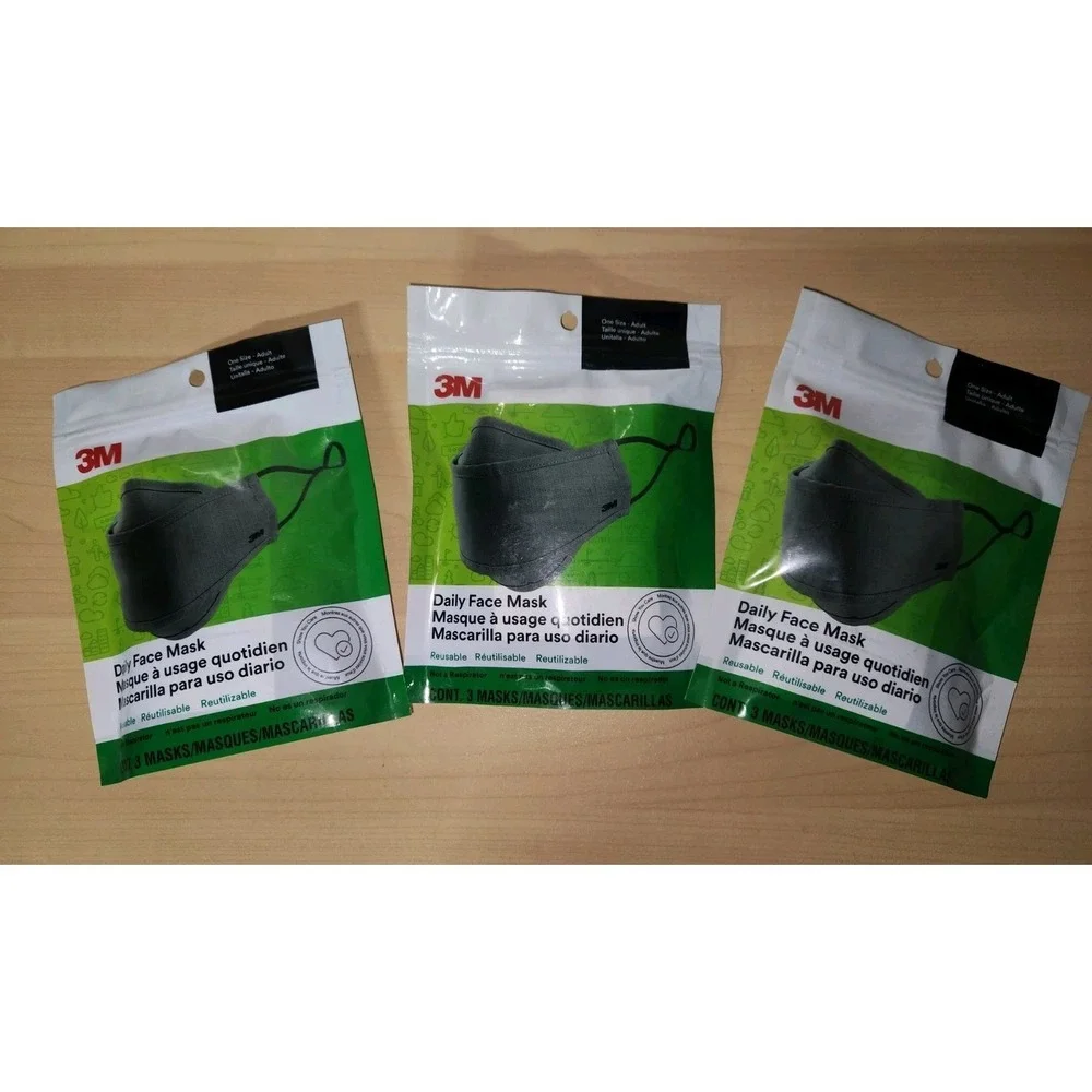 9pk Daily Face Masks Reusable,‎ Ear Loops Lightweight Cotton Fabric 3×3 pack